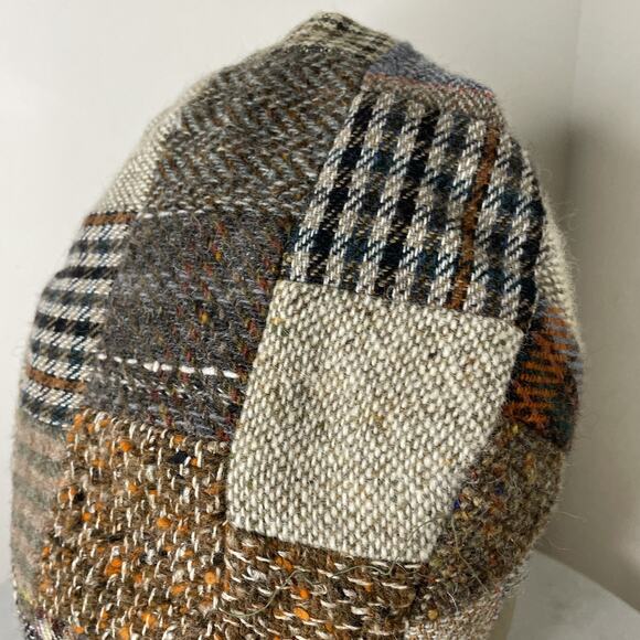 Vintage Irish Tweed Hat Patchwork Wool NewsBoy, Flat Cap, Driving Women Small main image 13